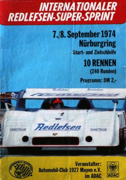 Programmheft: Int. ADAC-Redlefsen-Super-Sprint 1974