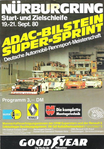Programmheft: 7. Int. ADAC-Bilstein-Super-Sprint 1980