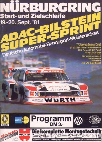 Programmheft: Int. VIII. ADAC-Bilstein-Super-Sprint 1981