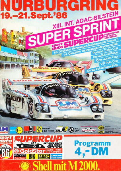 Programmheft: 13. Int. ADAC-Bilstein-Super-Sprint 1986